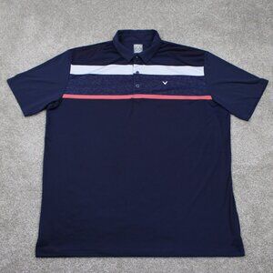 Callaway Opti-Dri‎ Polo Shirt Mens XL Blue/Pink/White Golf Short Sleeve Pullover